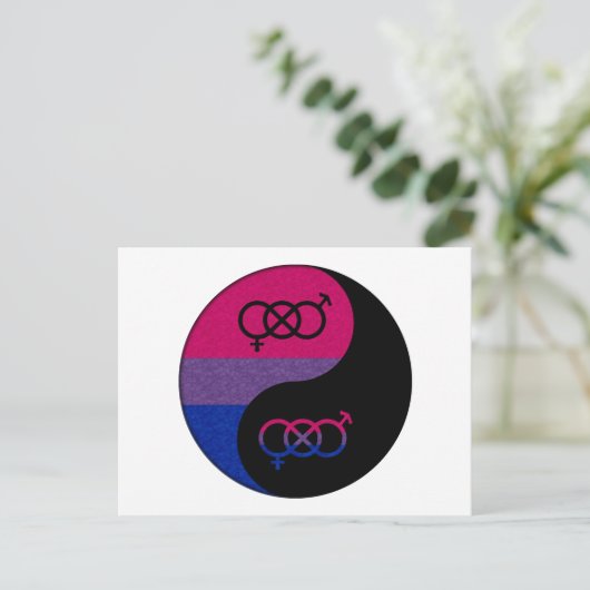 Bisexual Pride Yin and Yang Symbol in Pride Flag Briefkaart (Staand voorkant)