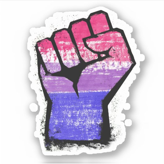 Bisexual Protest Fist Sticker (Voorkant)