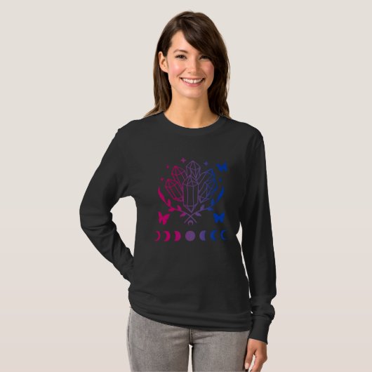 Bisexual Subtle Bi Pride LGBTQ New Age Moon and Cr T-shirt (Voorkant volledig)