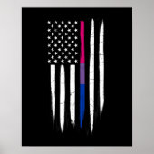 Bisexual Thin Line American Flag Poster (Voorkant)
