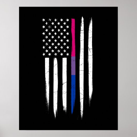 Bisexual Thin Line American Flag Poster (Voorkant)