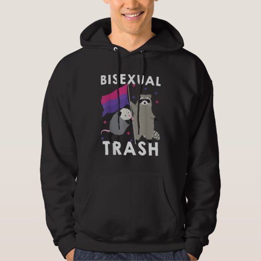 Bisexual Trash Gay Pride Rainbow LGBT Raccoon Hoodie (Voorkant)