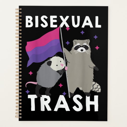 Bisexual Trash Gay Pride Rainbow LGBT Raccoon Planner (Voorkant)