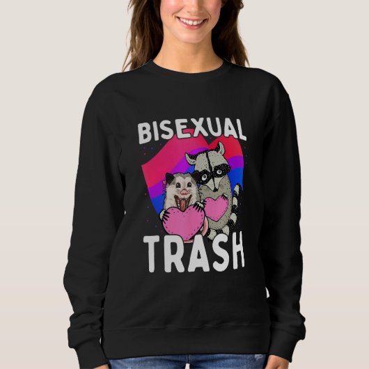 Bisexual Trash Gay Pride Rainbow LGBT Raccoon Pos Trui (Voorkant)
