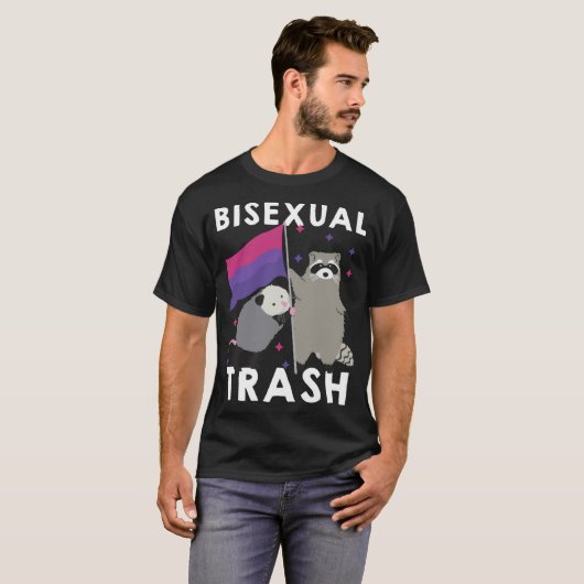 Bisexual Trash Gay Pride Rainbow LGBT Raccoon Poss T-shirt (Voorkant volledig)