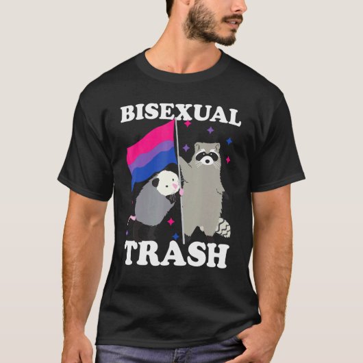 Bisexual Trash Gay Pride Rainbow Lgbt Raccoon Poss T-shirt (Voorkant)
