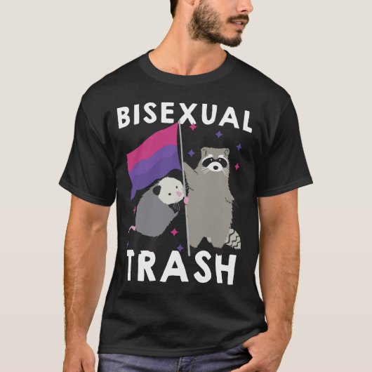 Bisexual Trash Gay Pride Rainbow LGBT Raccoon Poss T-shirt (Voorkant)