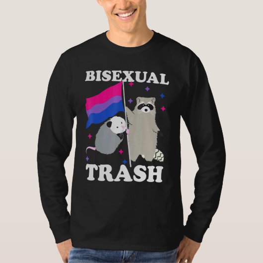 Bisexual Trash Gay Pride Rainbow Lgbt Raccoon Poss T-shirt (Voorkant)
