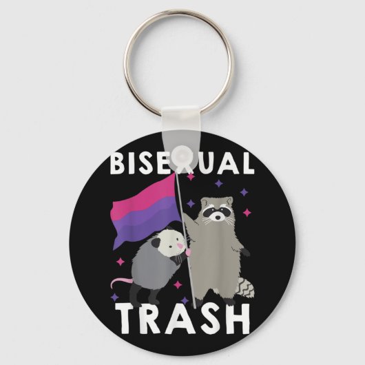 Bisexual Trash Gay Pride Rainbow LGBT Raccoon Sleutelhanger (Voorkant)