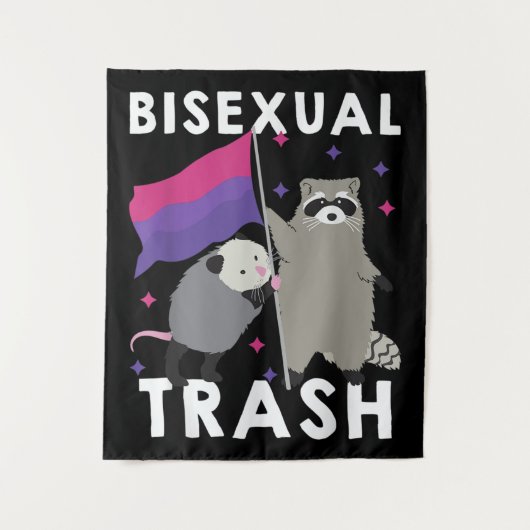 Bisexual Trash Gay Pride Rainbow LGBT Raccoon Wandkleed (Voorkant)