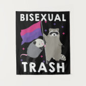 Bisexual Trash Gay Pride Rainbow LGBT Raccoon Wandkleed (Voorkant)