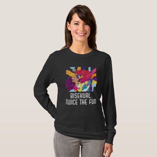 Bisexual Twice The Fun Rainbow Pride Bisexuality L T-shirt (Voorkant volledig)