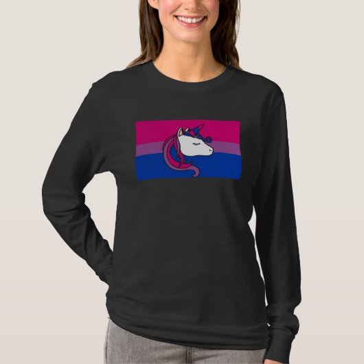 Bisexual Unicorn Love Bisexual Pride Flag Aestheti T-shirt (Voorkant)