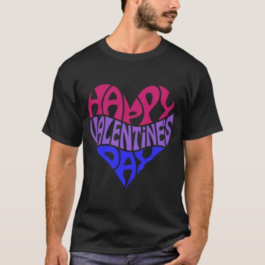 Bisexual Valentijnsdag Bi Pride LGBTQ LGBT Heart T-shirt (Voorkant)