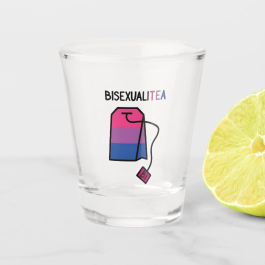 BisexualiTEA BI Pride Flag Biseksuele Thee Shot Glas (Voorkant)