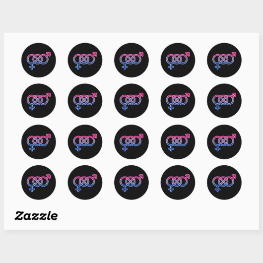 Bisexualiteit Geslachtssymbool Ronde Sticker (Vel)