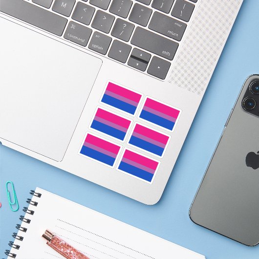Bisexualiteit Pride vlag Sticker (Laptop met iPhone)