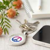 Bisexuality flag peace sign Keychain (Zijkant)