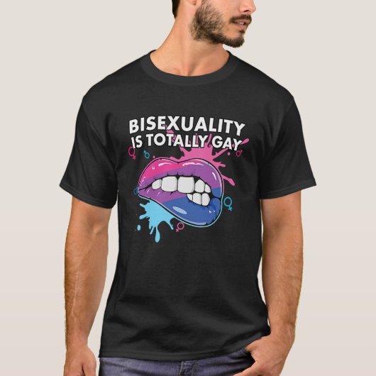 Bisexuality is Totally Gay Bisexual Rainbow Pride  T-shirt (Voorkant)