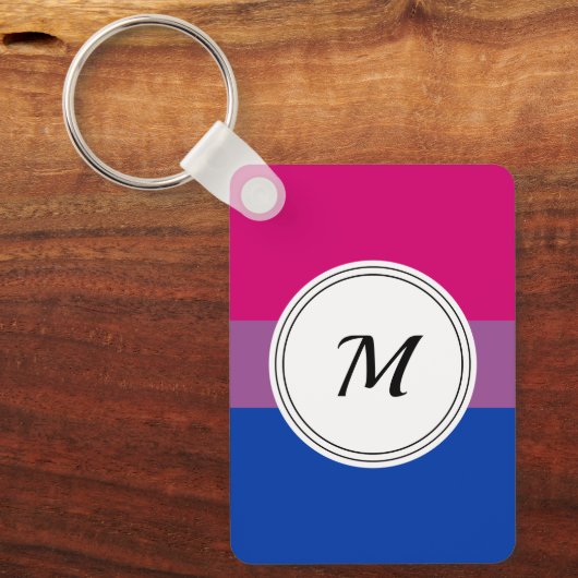 Bisexuality pride flag met een aangepast initiaal sleutelhanger (Voorkant)