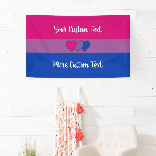Bisexuality pride flag met tekstbanner spandoek (Insitu)