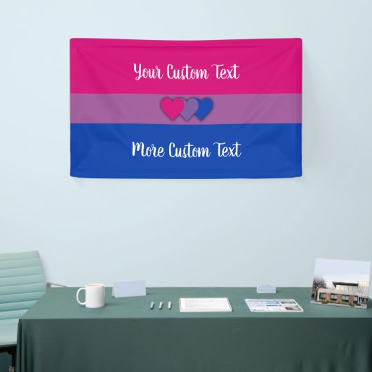 Bisexuality pride flag met tekstbanner spandoek (Beurs)