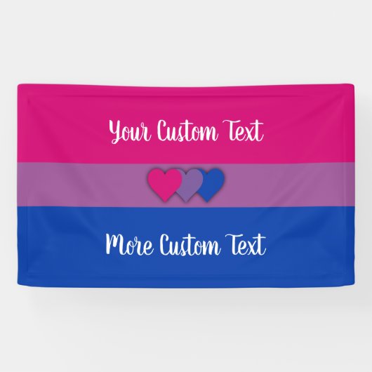 Bisexuality pride flag met tekstbanner spandoek (Horizontaal)