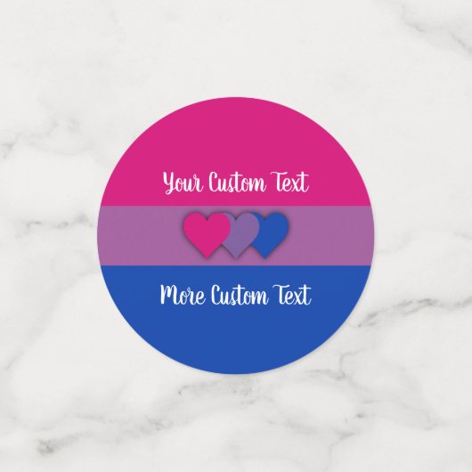 Bisexuality pride flag met text confetti (Kleine voorkant)