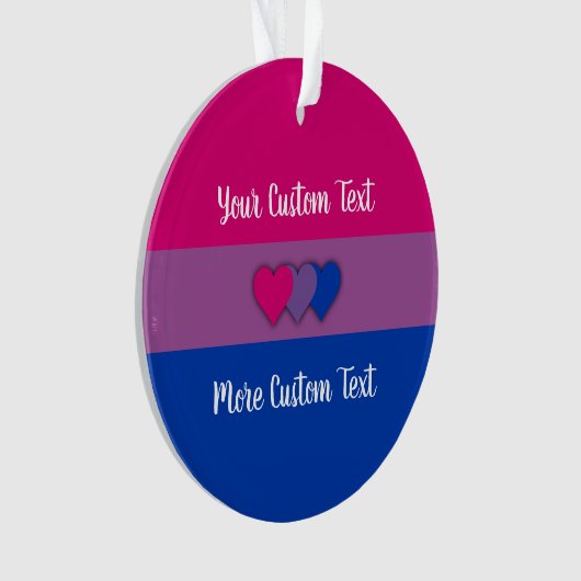 Bisexuality pride flag met text ornament (voorkant)