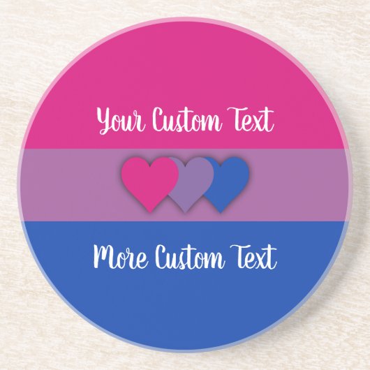 Bisexuality pride flag met text zandsteen onderzetter (Voorkant)
