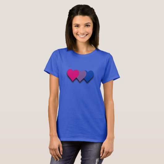 Bisexuality pride hearts T-shirt (Voorkant volledig)