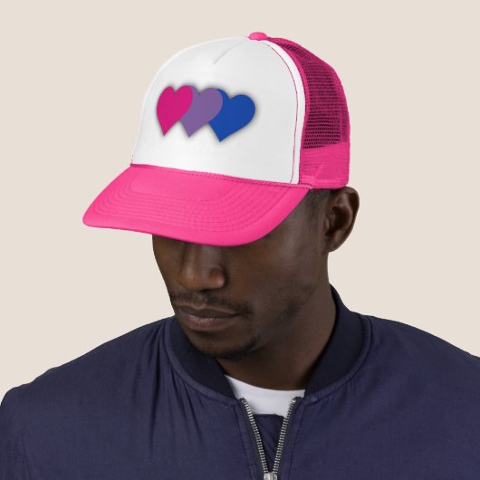 Bisexuality pride hearts Trucker Hat Trucker Pet (In situ)