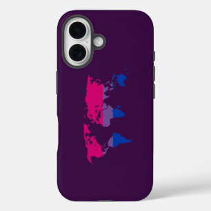 Bisexuality pride wereldkaart iPhone 16 hoesje