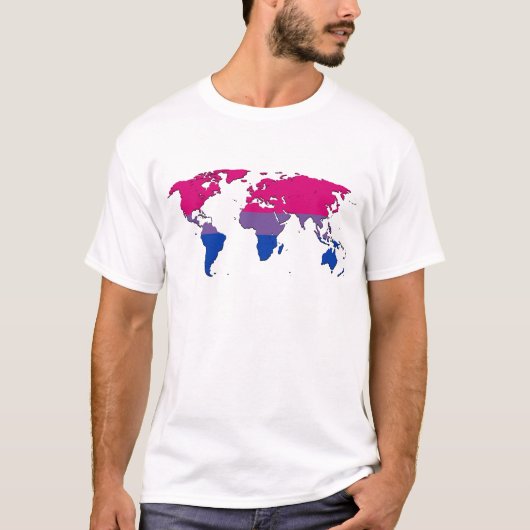 Bisexuality pride wereldkaart T-Shirt (Voorkant)