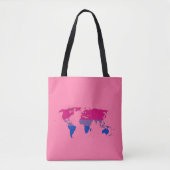 Bisexuality pride wereldkaart tote bag (Voorkant)