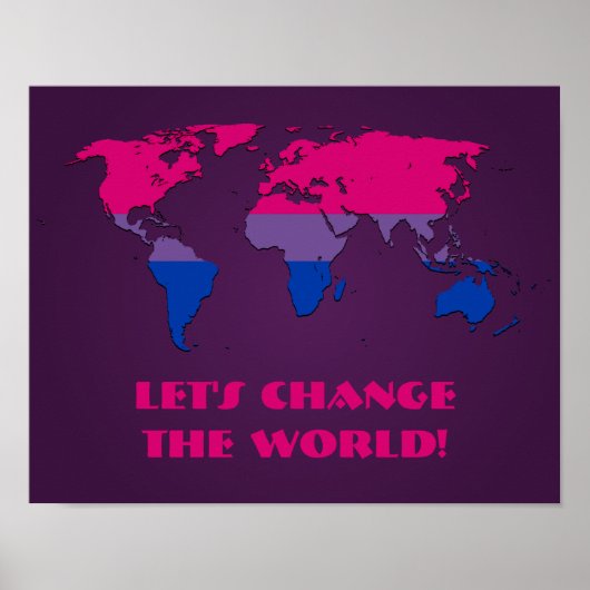 Bisexuality pride world map poster (Voorkant)