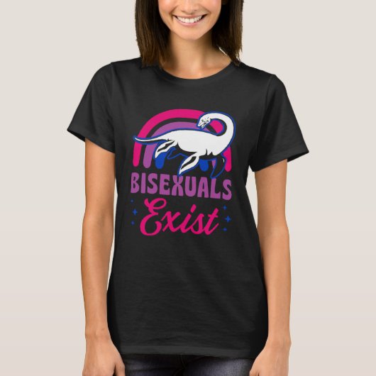 Bisexuals Exist Bisexual Loch Ness Monster Pride R T-shirt (Voorkant)