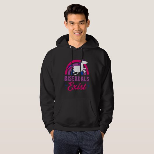 Bisexuals Exist Bisexual Pride Minimalist Rainbow  Hoodie (Voorkant volledig)