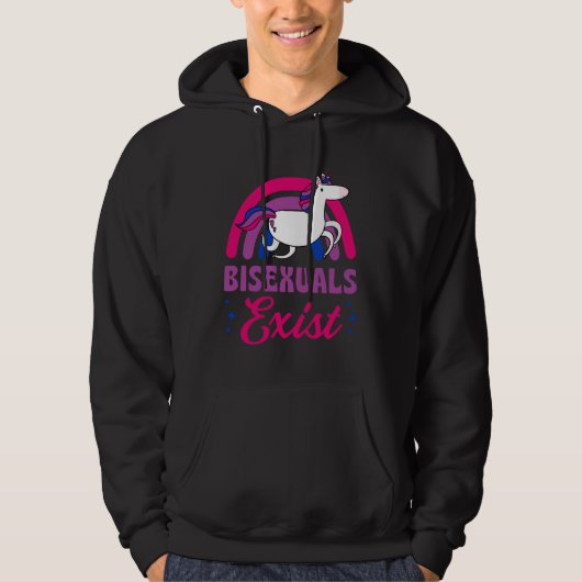 Bisexuals Exist Bisexual Pride Minimalist Rainbow  Hoodie (Voorkant)