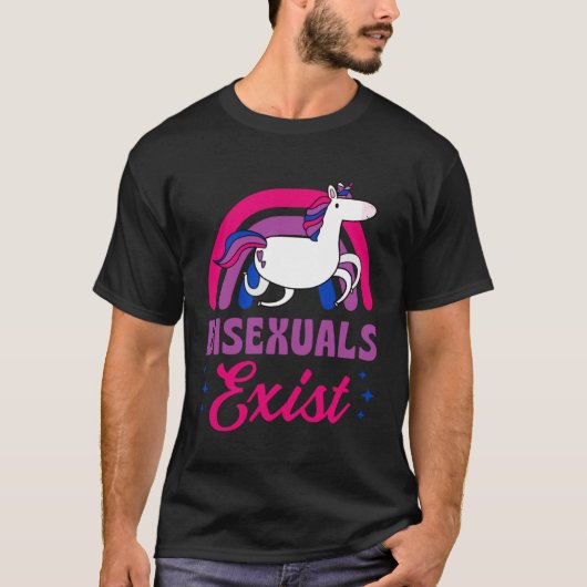 Bisexuals Exist Bisexual Pride Minimalist Rainbow  T-shirt (Voorkant)
