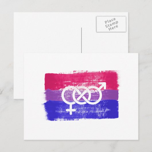 BISEXUELE SYMBOLPRIDE FLAG MET BETAALDE BISEXUELE  BRIEFKAART (Voorkant / Achterkant)