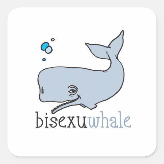 BISEXUWHALE VIERKANTE STICKER (Voorkant)