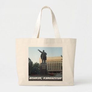 Bishkek Frunze Kyrgyzstan Lenin Statue Grote Tote Bag