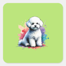 Bishon Frise Dog Vierkante Sticker