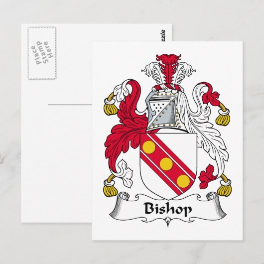 Bishop Family Crest Briefkaart (Voorkant / Achterkant)
