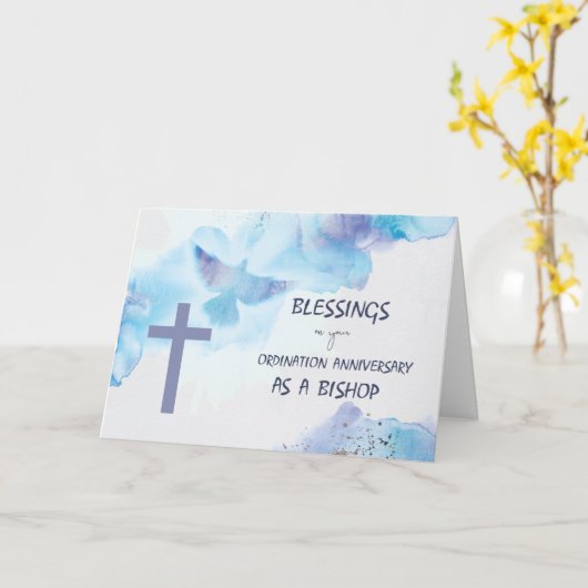Bishop Ordination Jubileum Blessings Paars Kaart (Gele Bloem)