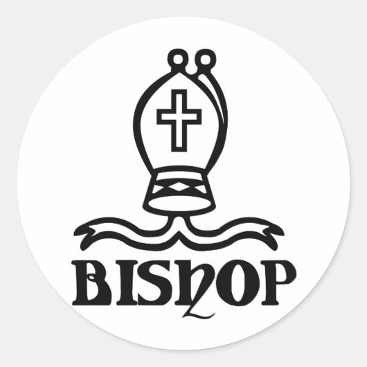 Bishop Schaaksymbool Ronde Sticker (Voorkant)