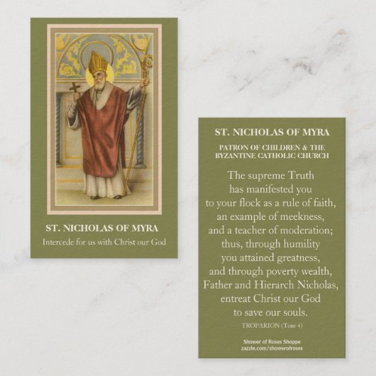 BISHOP ST. NICHOLAS VAN MYRA PRAYER HOLY CARDS VISITEKAARTJE (Voorkant / Achterkant)