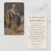 BISHOP ST. NICHOLAS VAN MYRA PRAYER HOLY KAARTEN VISITEKAARTJE (Voorkant / Achterkant)