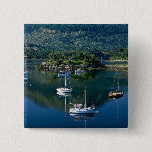 Bishops Bay, Loch Leven, Ballachullish, Vierkante Button 5,1 Cm (Voorkant)